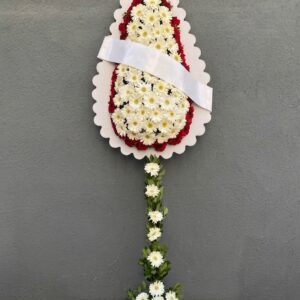 Kırmızı Beyaz Gerbera Ayaklı Sepet